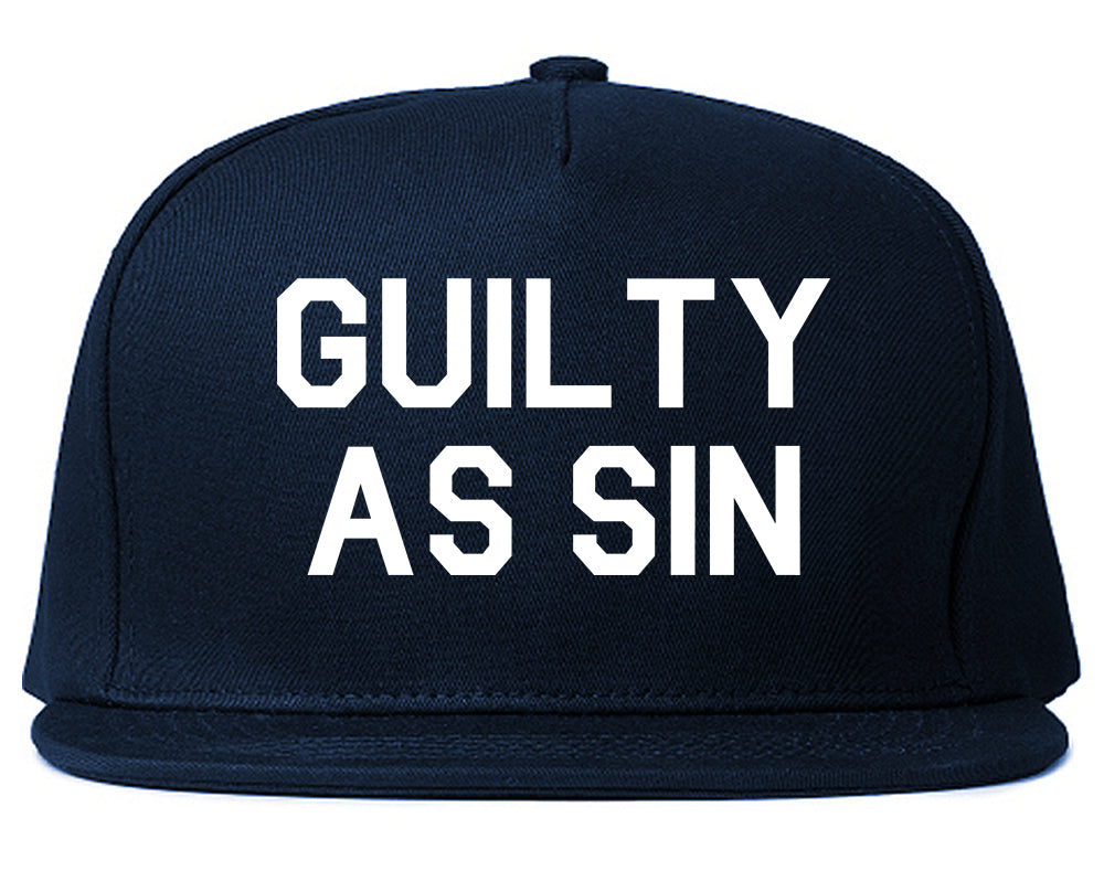 Guilty As Sin Mens Snapback Hat Navy Blue