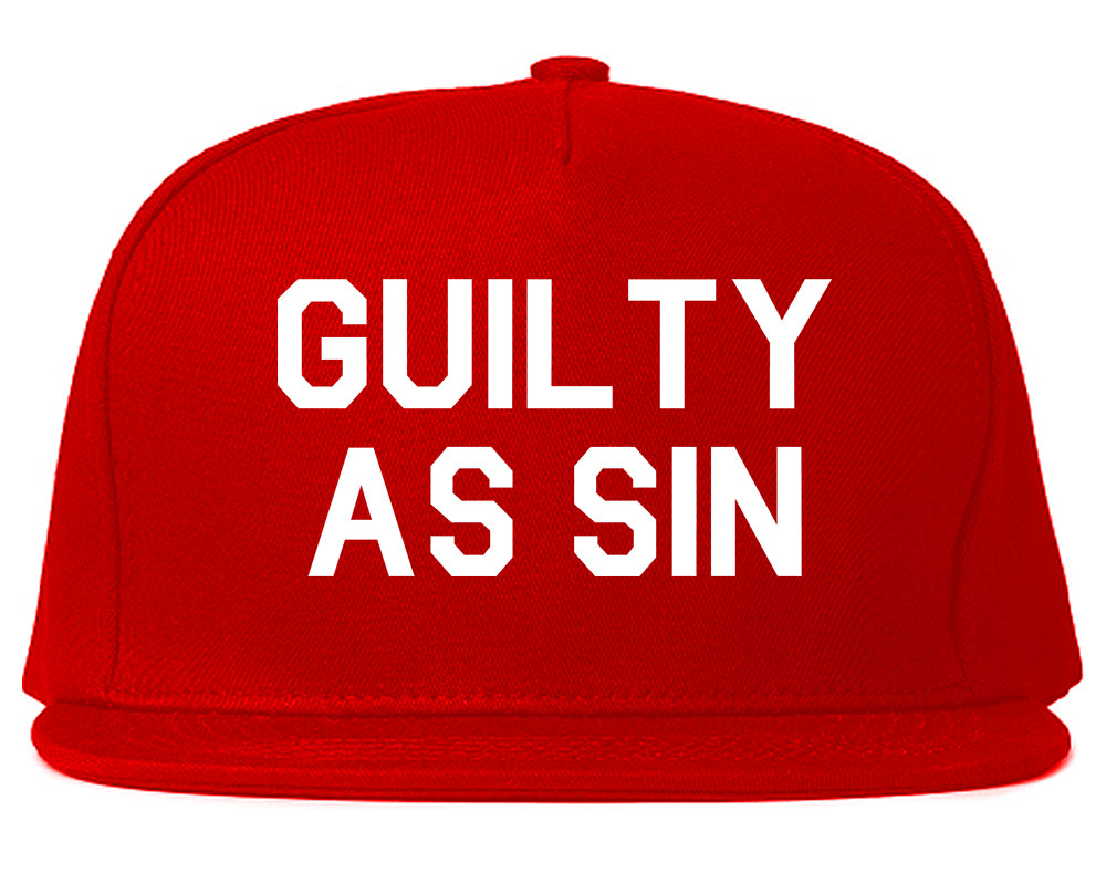Guilty As Sin Mens Snapback Hat Red