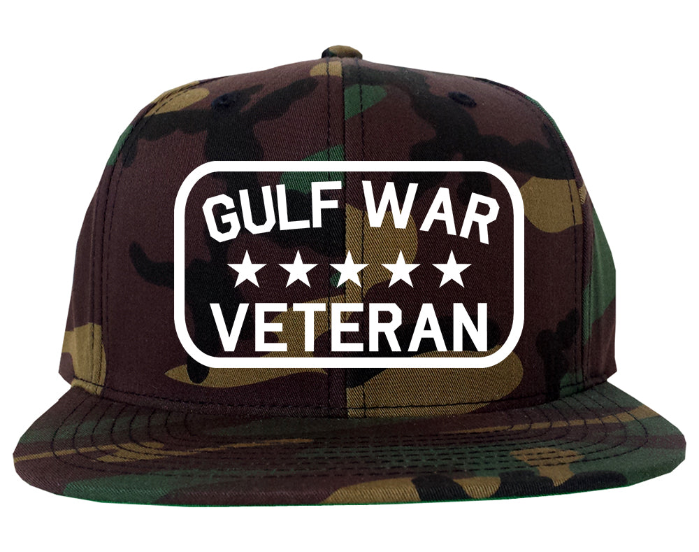 Gulf War Veteran Mens Snapback Hat Green Camo