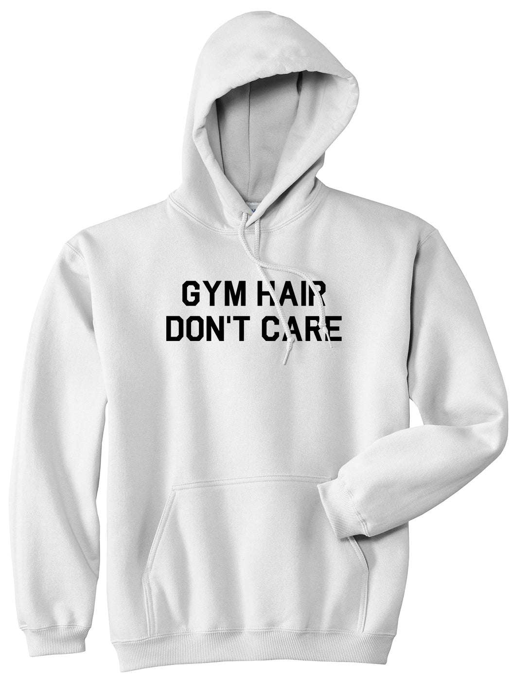 Gym Hair Dont Care Mens Pullover Hoodie White