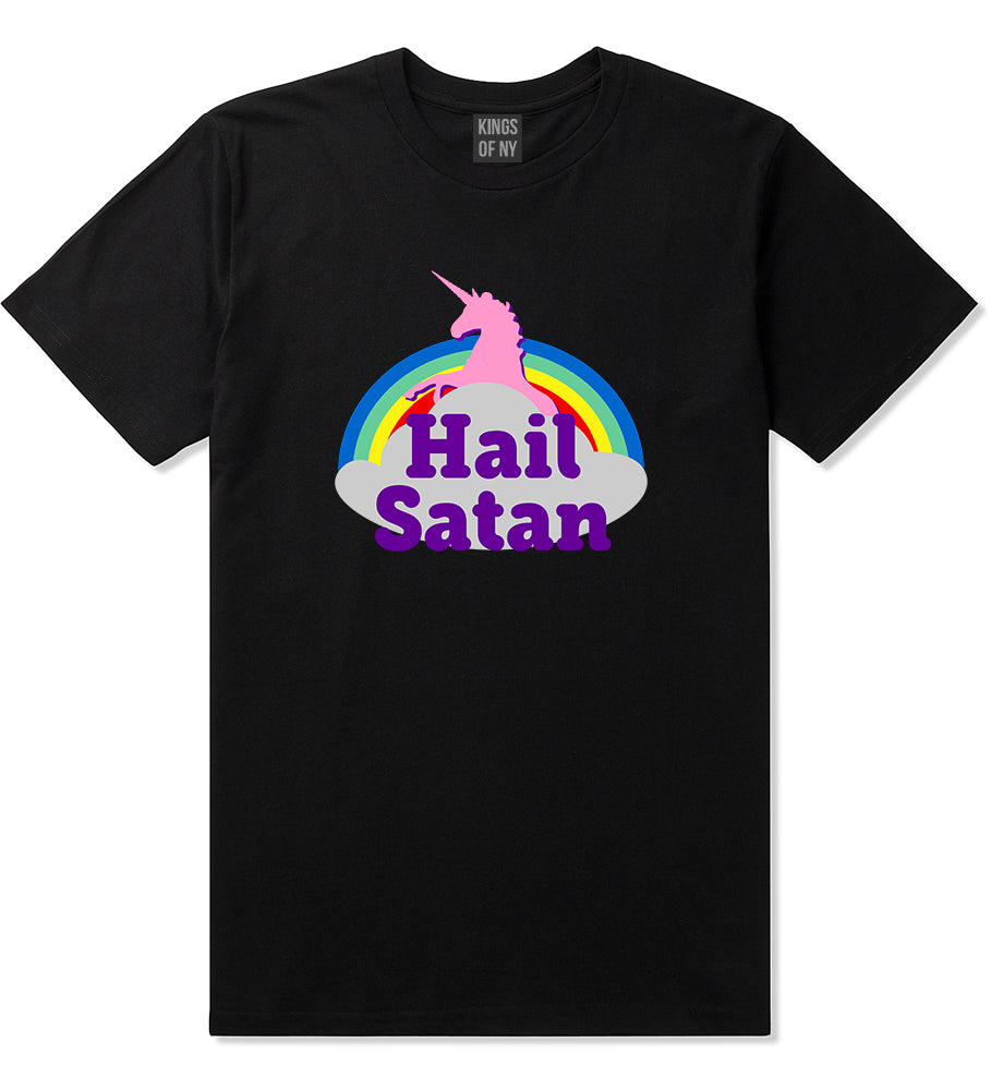 Hail Satan Unicorn Mens T Shirt Black