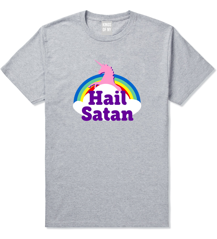 Hail Satan Unicorn Mens T Shirt Grey