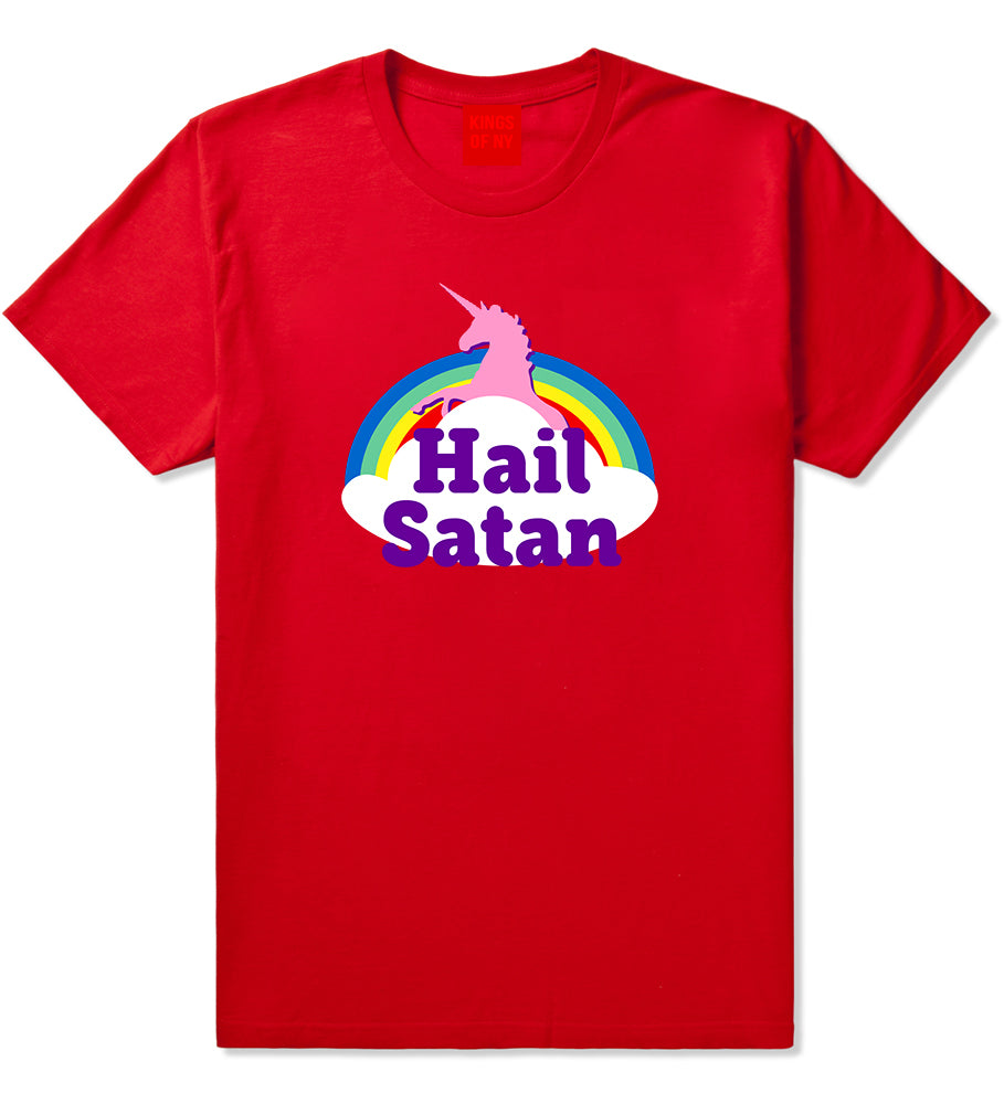 Hail Satan Unicorn Mens T Shirt Red