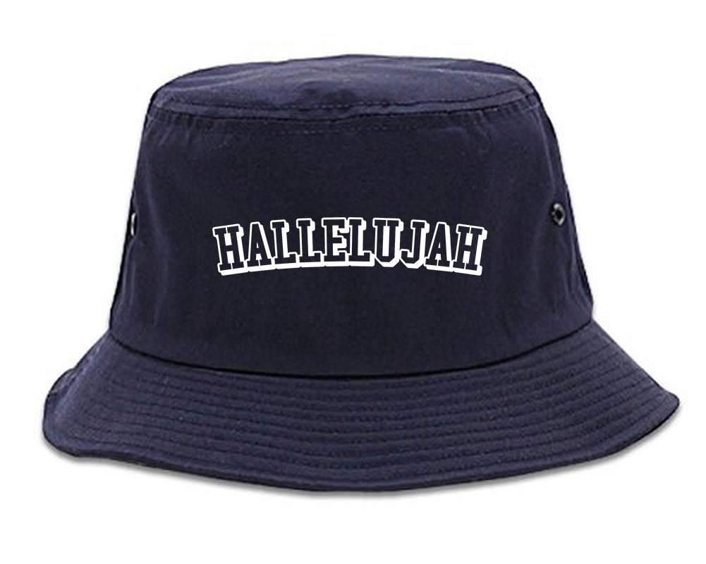 Hallelujah Praise The Lord Mens Bucket Hat Navy Blue