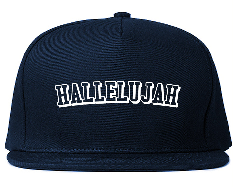 Hallelujah Praise The Lord Mens Snapback Hat Navy Blue