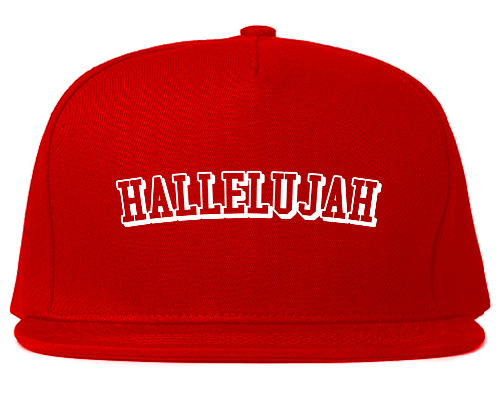 Hallelujah Praise The Lord Mens Snapback Hat Red