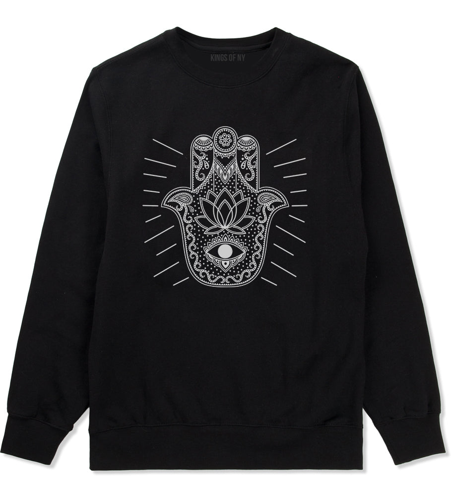 Hamsa Hand Of God Mens Crewneck Sweatshirt Black