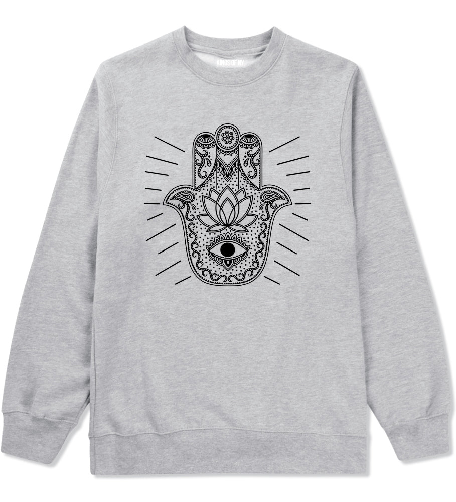 Hamsa Hand Of God Mens Crewneck Sweatshirt Grey