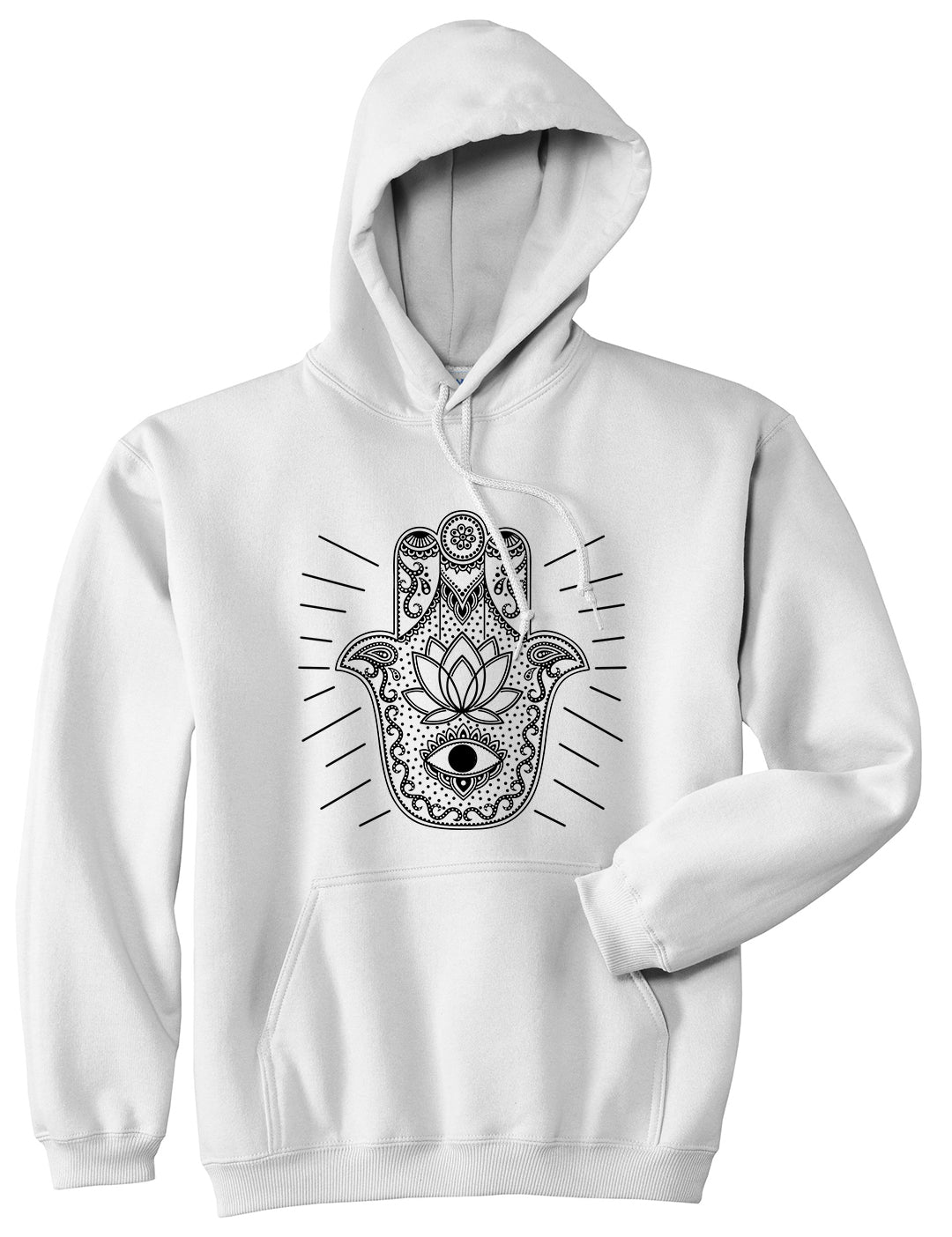 Hamsa Hand Of God Mens Pullover Hoodie White