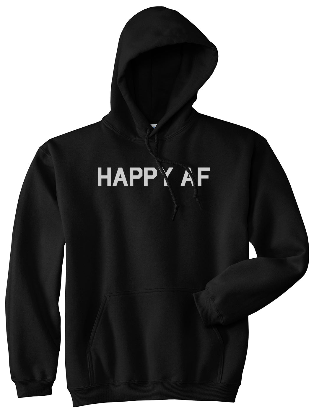 Happy AF Mens Black Pullover Hoodie by Kings Of NY