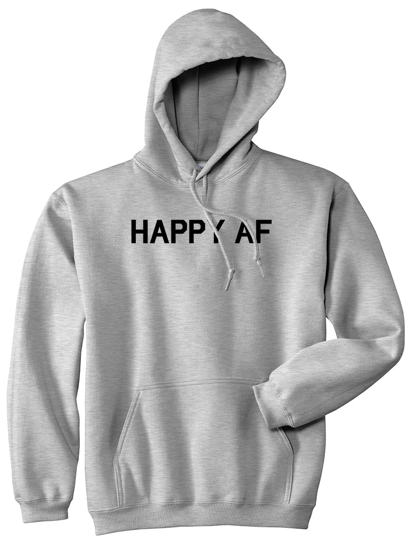 Happy AF Mens Grey Pullover Hoodie by Kings Of NY