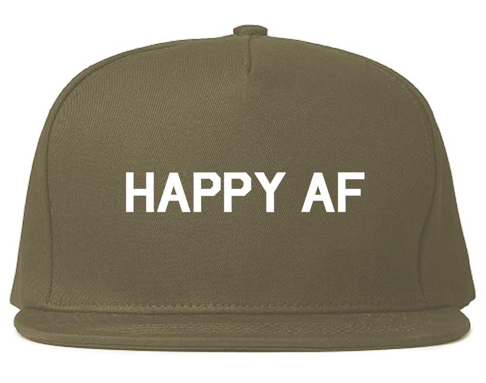 Happy_AF Mens Grey Snapback Hat by Kings Of NY