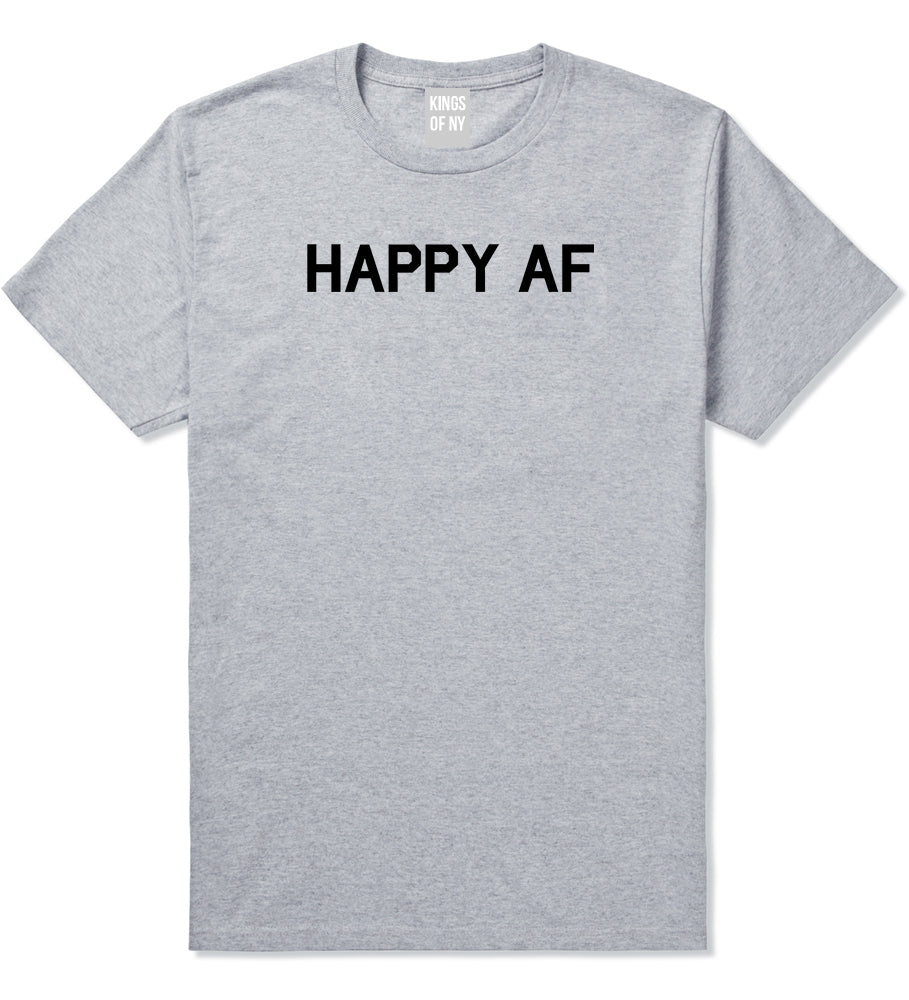 Happy_AF Mens Grey T-Shirt by Kings Of NY