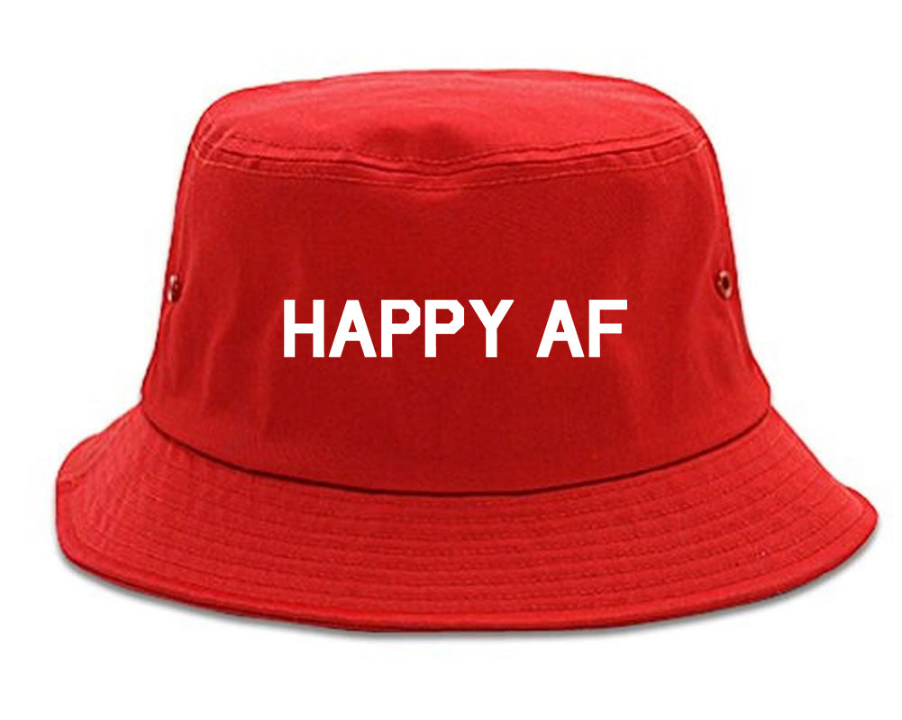 Happy_AF Mens Red Bucket Hat by Kings Of NY