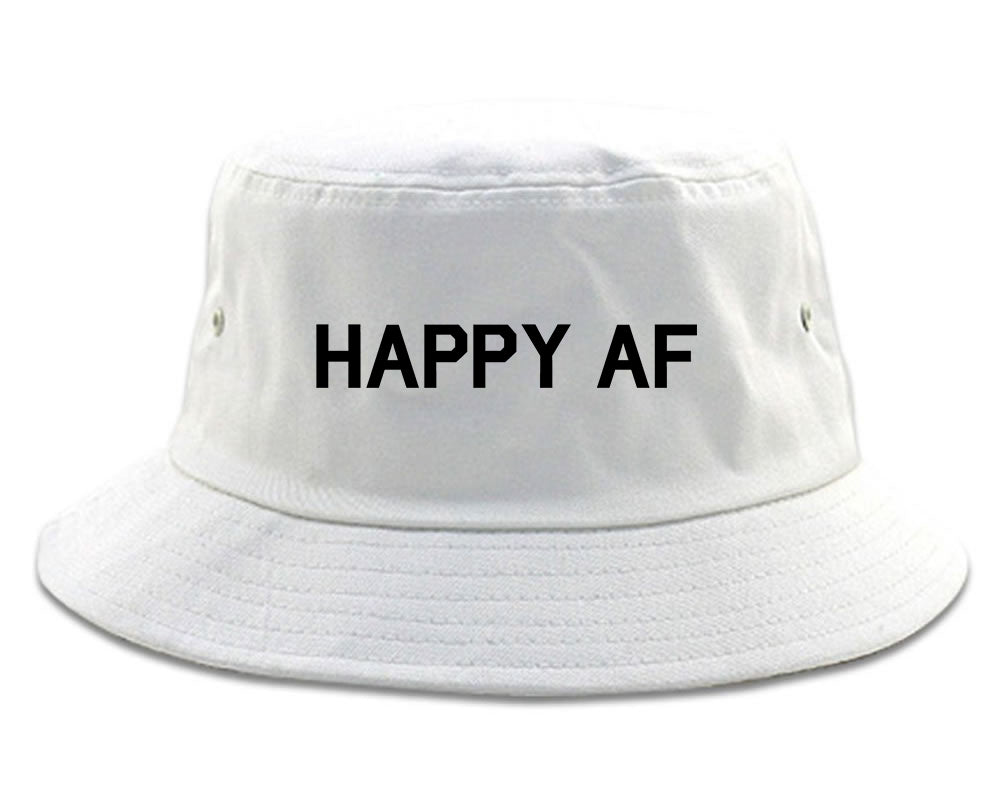 Happy_AF Mens White Bucket Hat by Kings Of NY