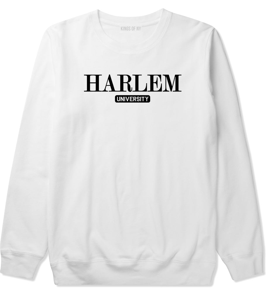 Harlem University New York Mens Crewneck Sweatshirt White
