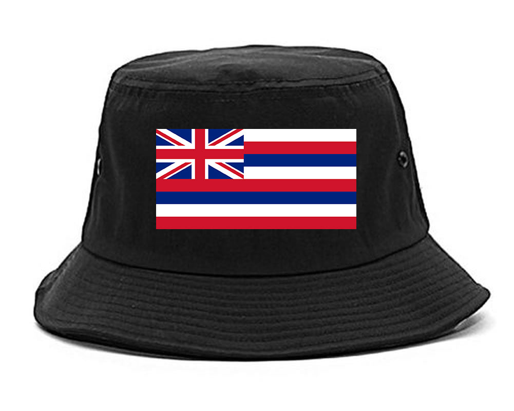 Hawaii State Flag HI Chest Mens Bucket Hat Black