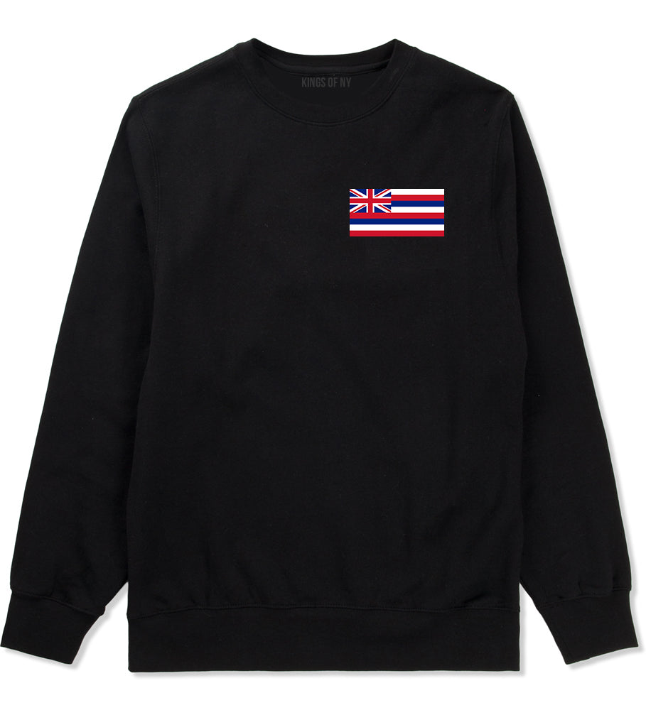 Hawaii State Flag HI Chest Mens Crewneck Sweatshirt Black