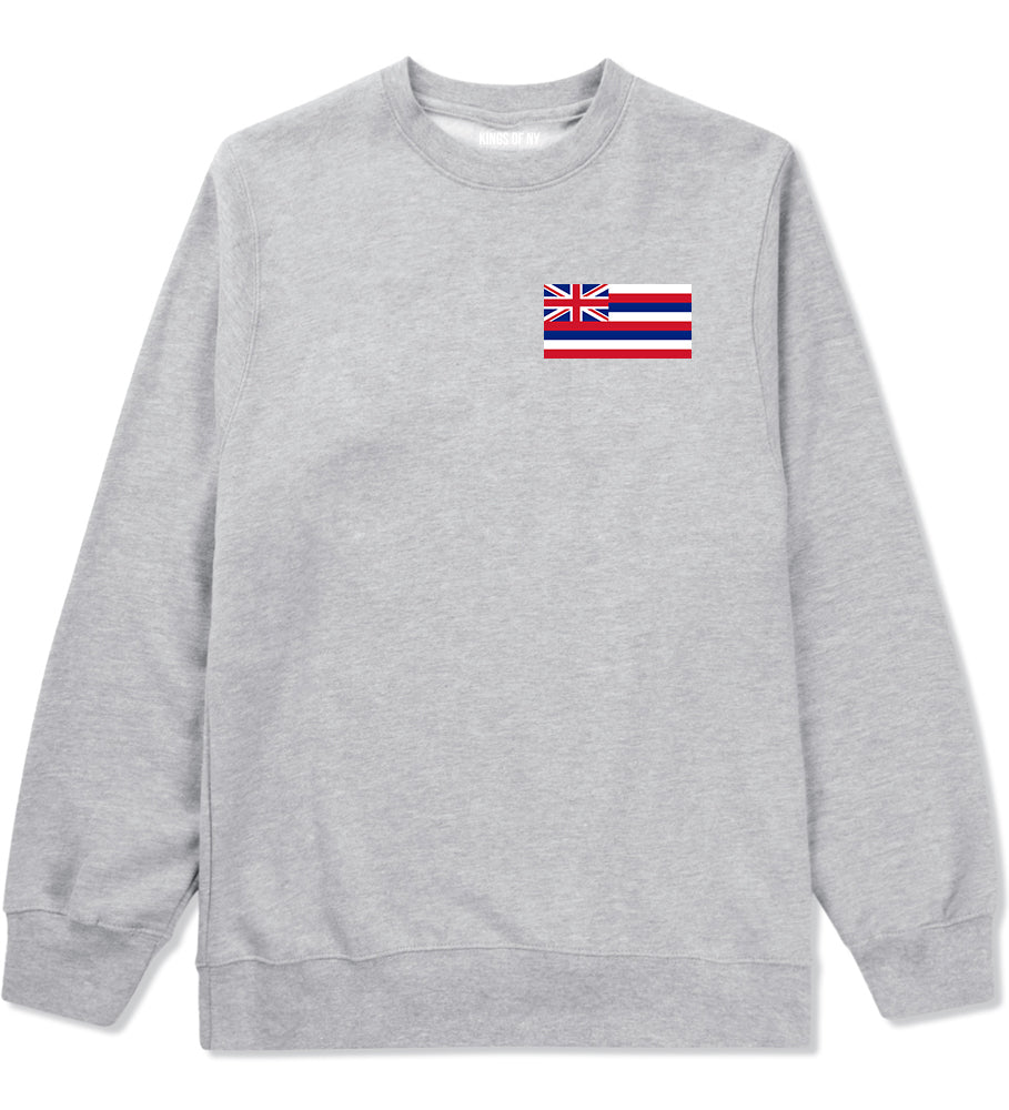 Hawaii State Flag HI Chest Mens Crewneck Sweatshirt Grey