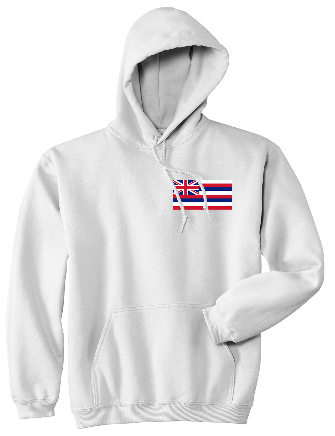 Hawaii State Flag HI Chest Mens Pullover Hoodie White