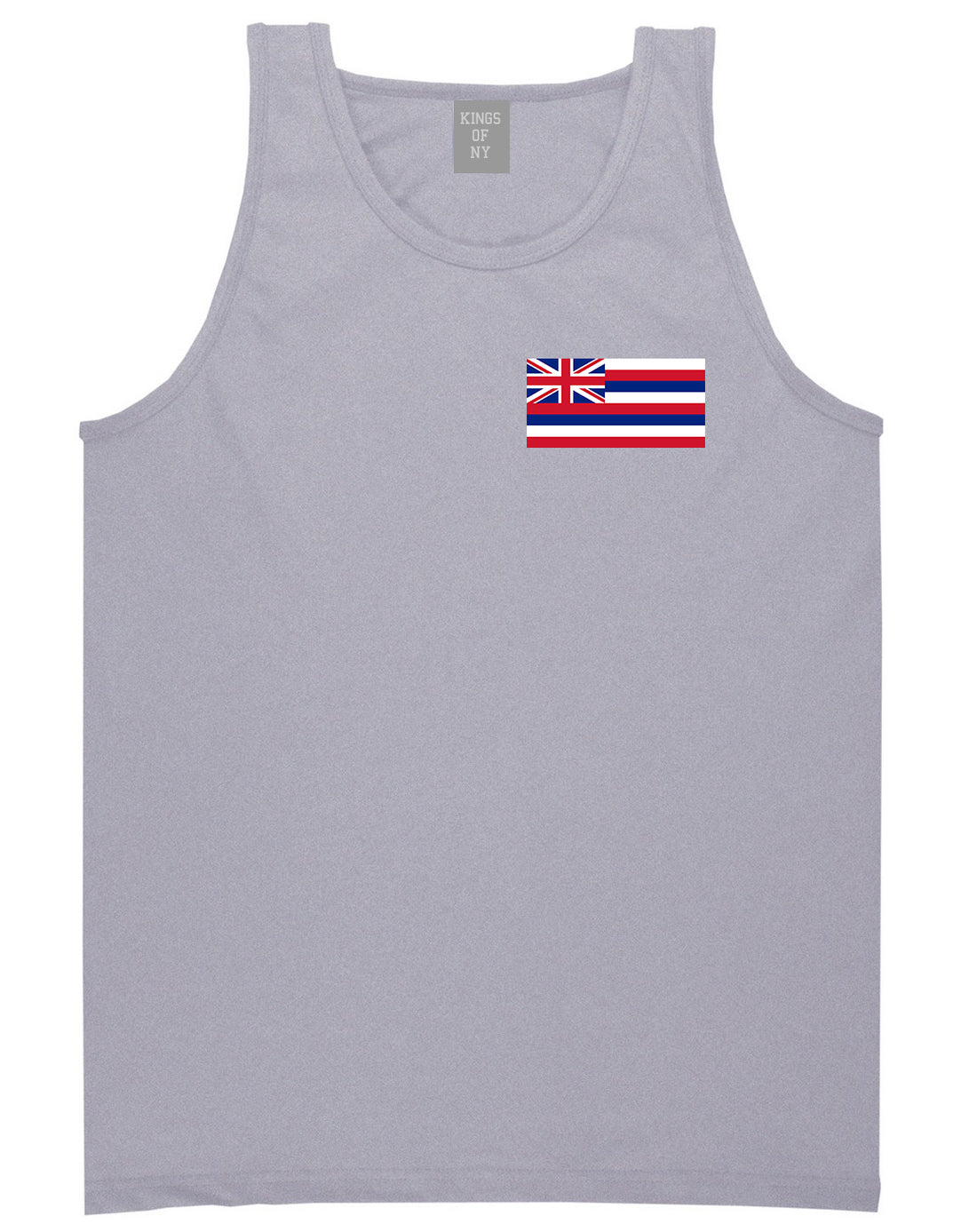 Hawaii State Flag HI Chest Mens Tank Top T-Shirt Grey