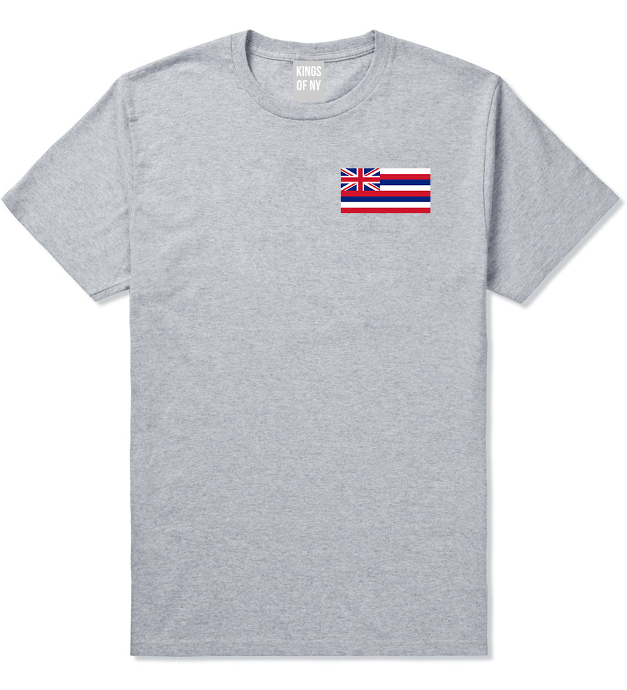 Hawaii State Flag HI Chest Mens T-Shirt Grey