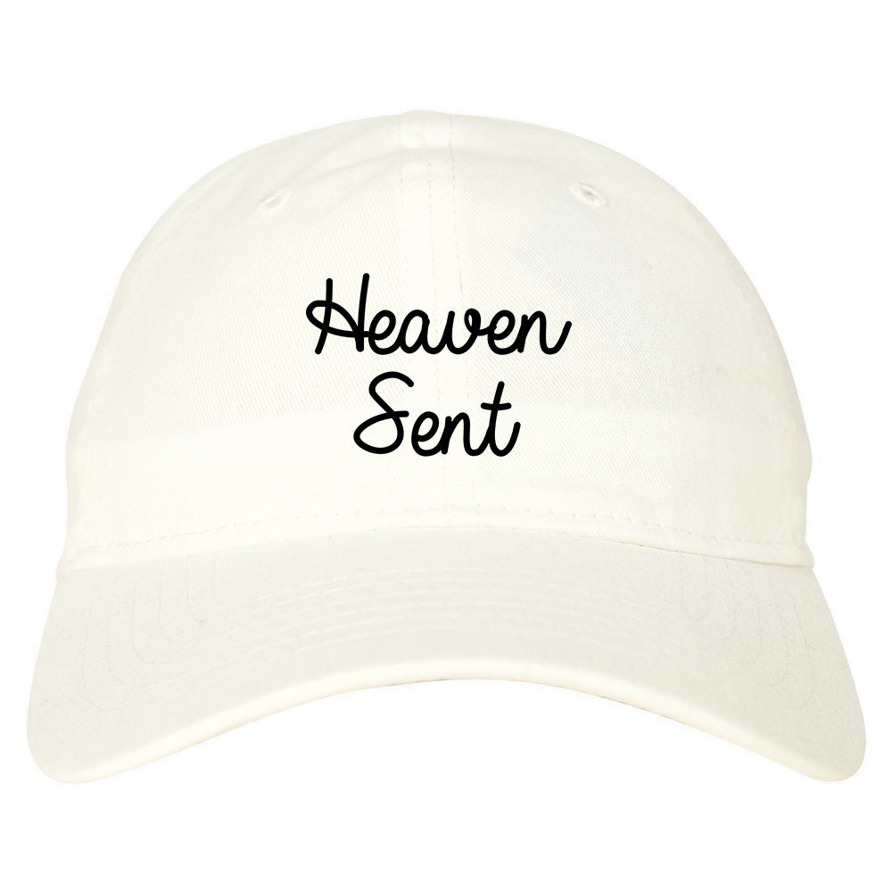 Heaven Sent Mens Dad Hat Baseball Cap White