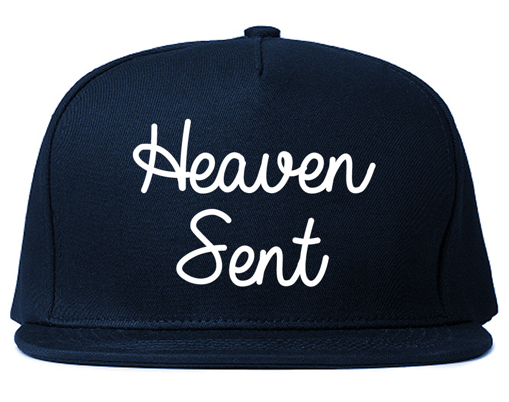 Heaven Sent Mens Snapback Hat Navy Blue