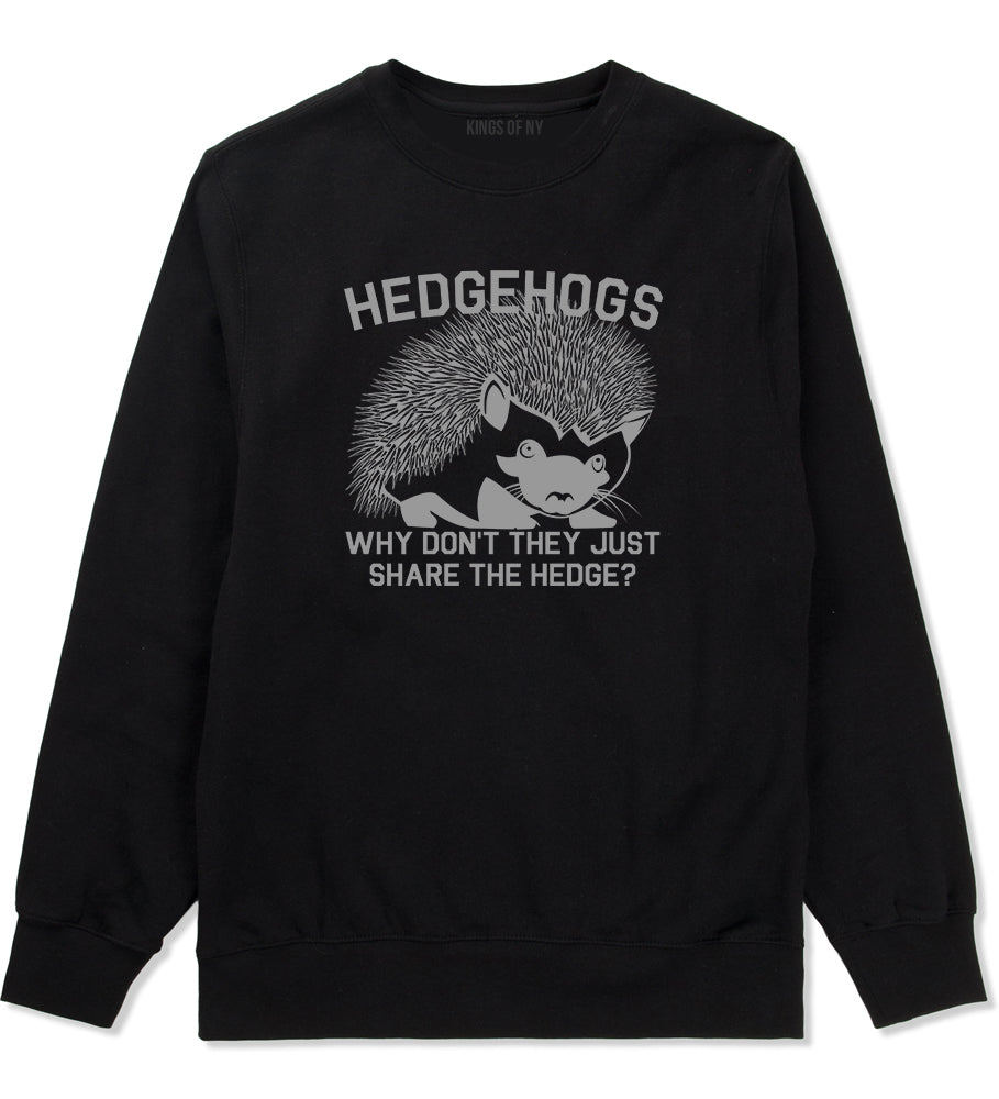 Hedgehog Funny Animal Mens Crewneck Sweatshirt Black