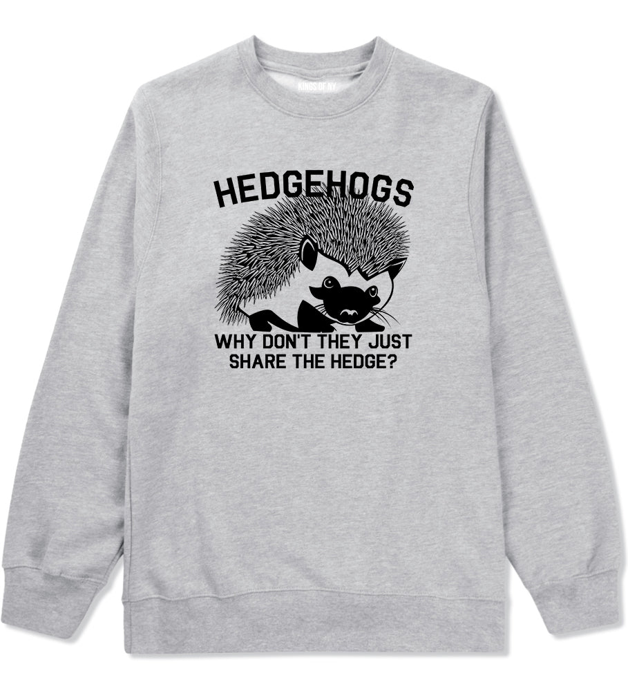 Hedgehog Funny Animal Mens Crewneck Sweatshirt Grey