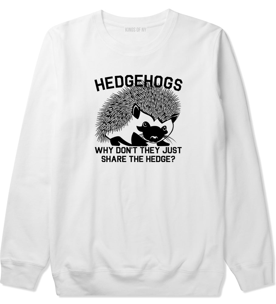 Hedgehog Funny Animal Mens Crewneck Sweatshirt White