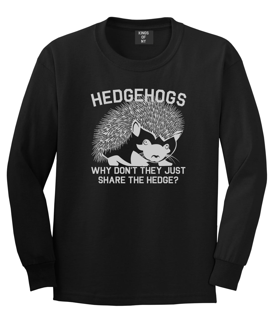 Hedgehog Funny Animal Mens Long Sleeve T-Shirt Black