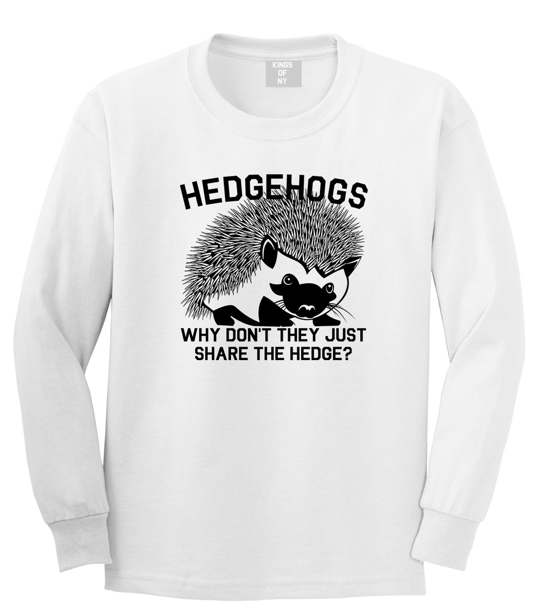 Hedgehog Funny Animal Mens Long Sleeve T-Shirt White