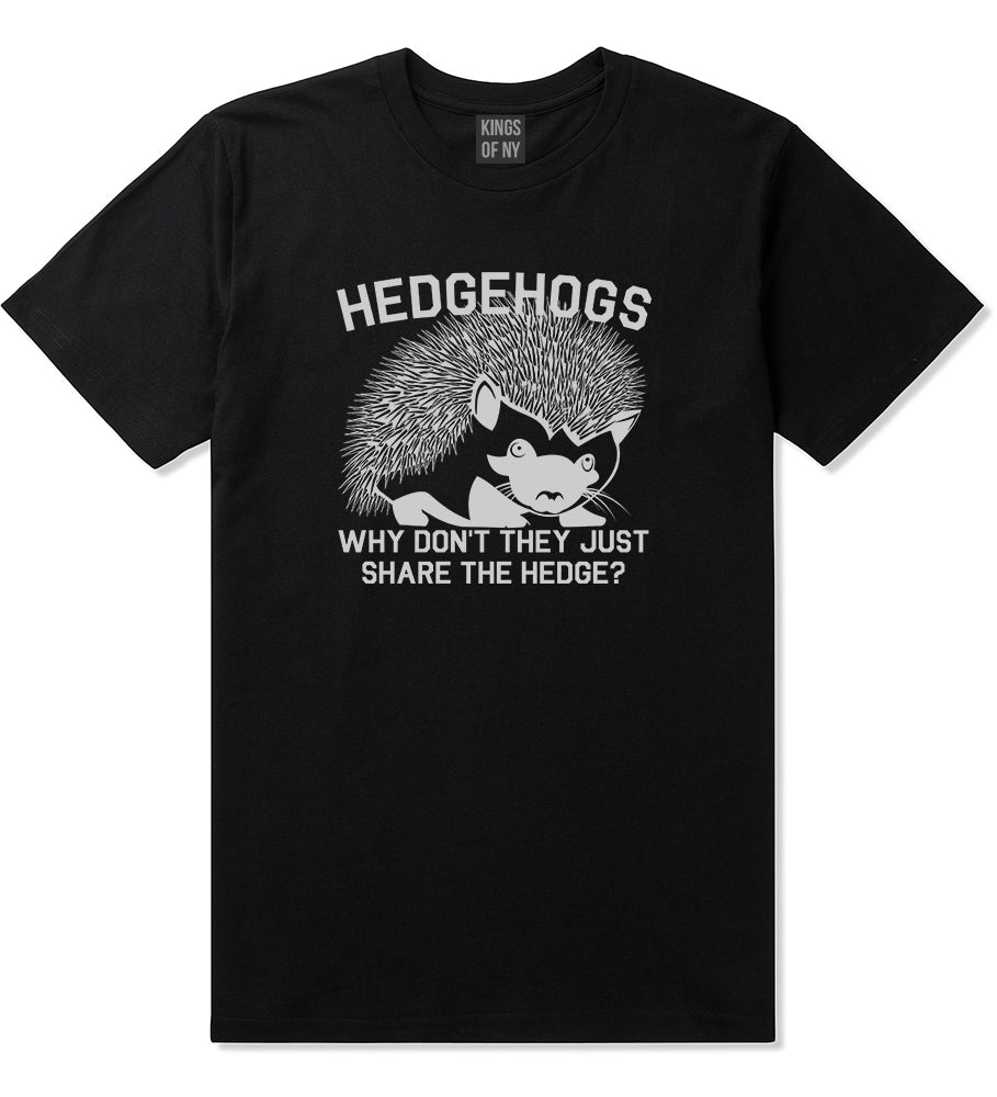 Hedgehog Funny Animal Mens T Shirt Black