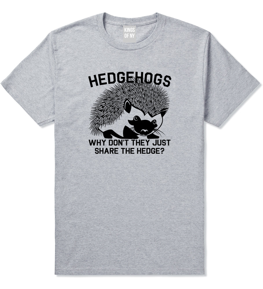 Hedgehog Funny Animal Mens T Shirt Grey