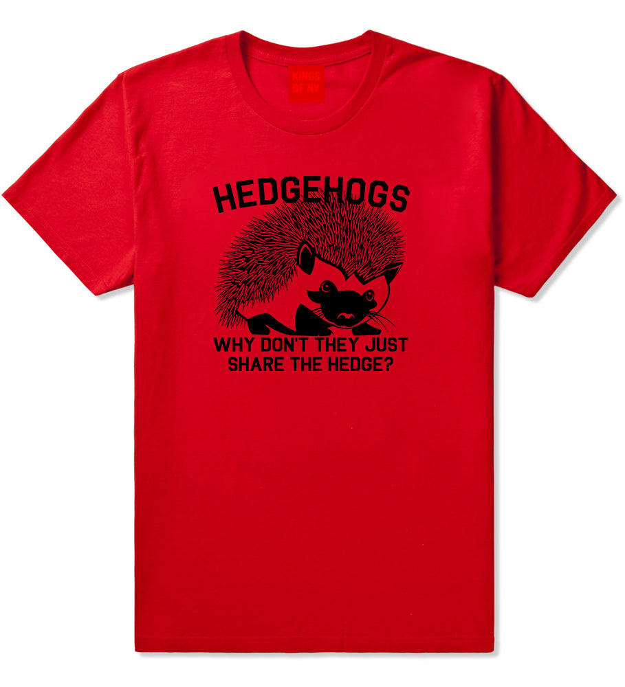 Hedgehog Funny Animal Mens T Shirt Red