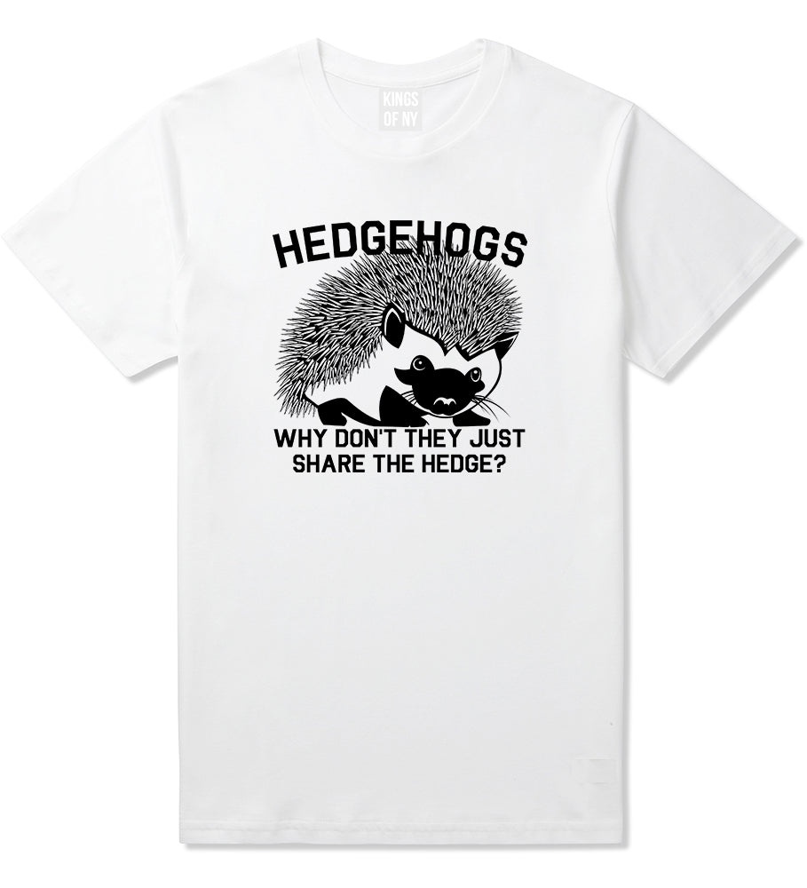 Hedgehog Funny Animal Mens T Shirt White