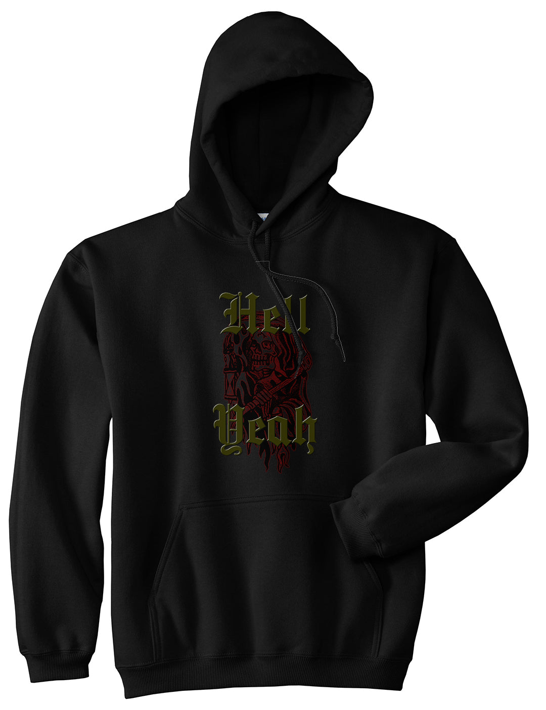 Hell Yeah Skull Grim Reaper Mens Pullover Hoodie Black