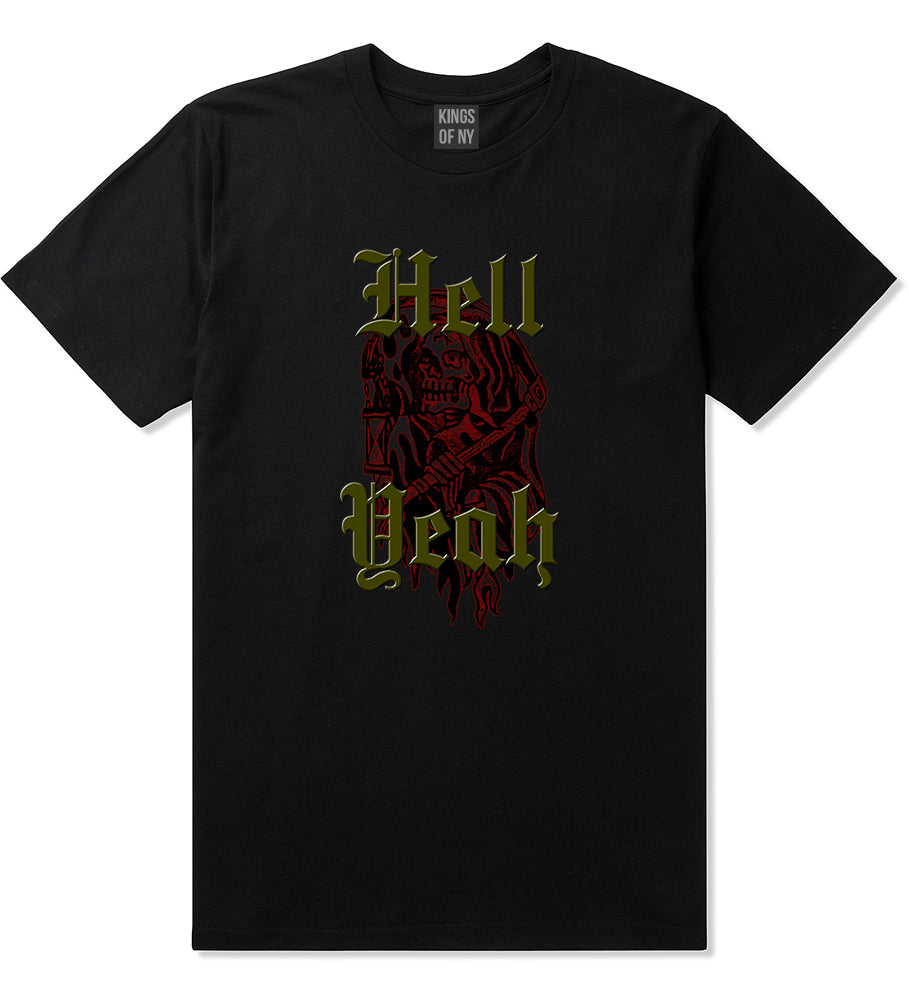 Hell Yeah Skull Grim Reaper Mens T Shirt Black