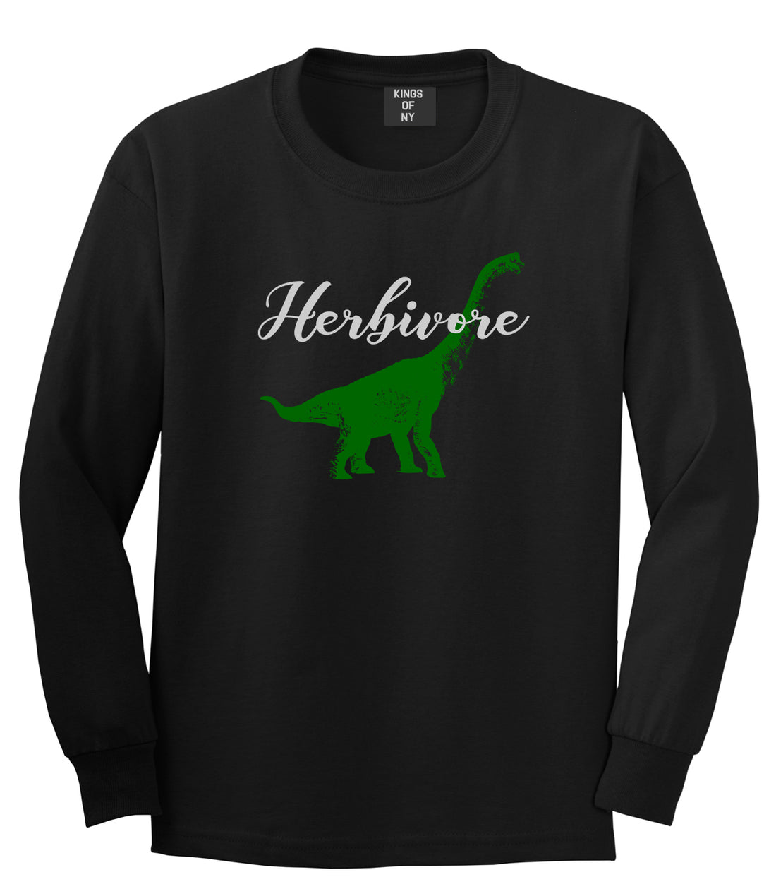 Herbivore Dinosaur Vegetarian Mens Long Sleeve T-Shirt Black
