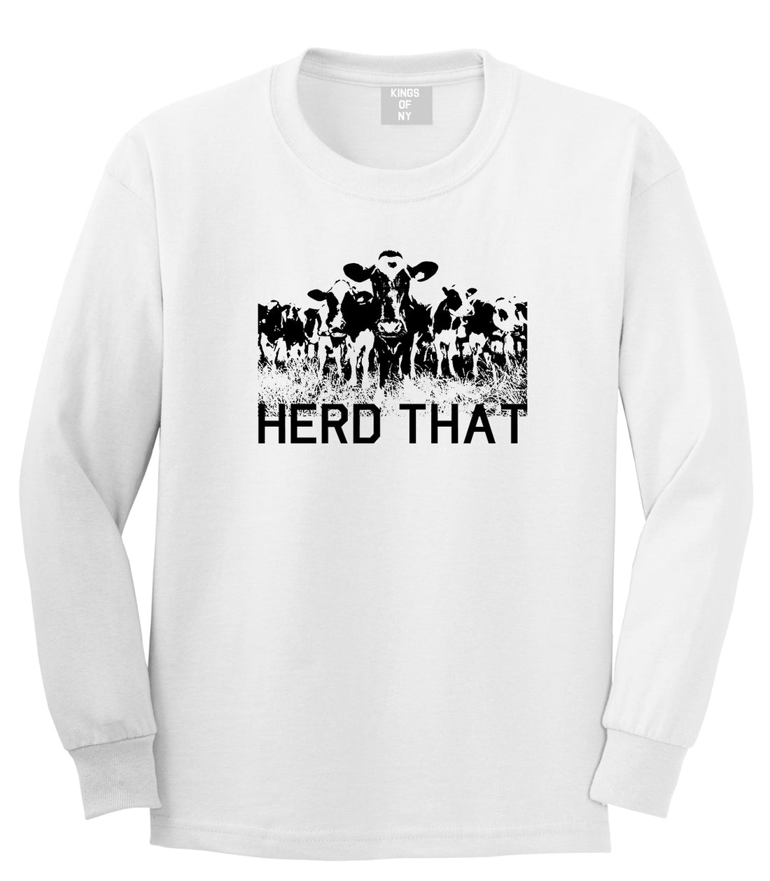 Herd That Cow Mens Long Sleeve T-Shirt White