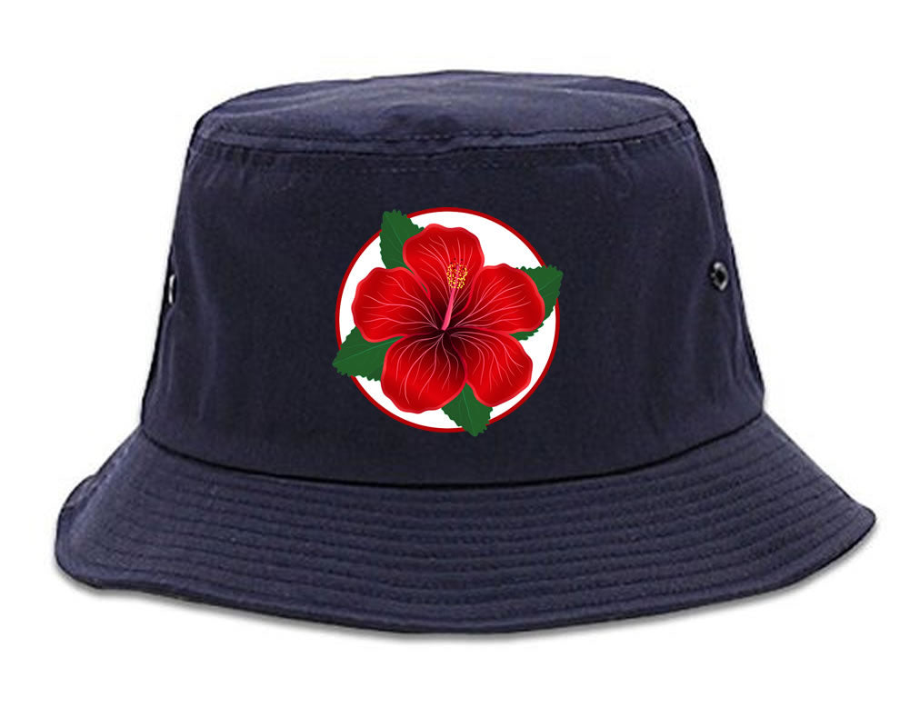 Hibiscus Flower Chest Mens Snapback Hat Navy Blue
