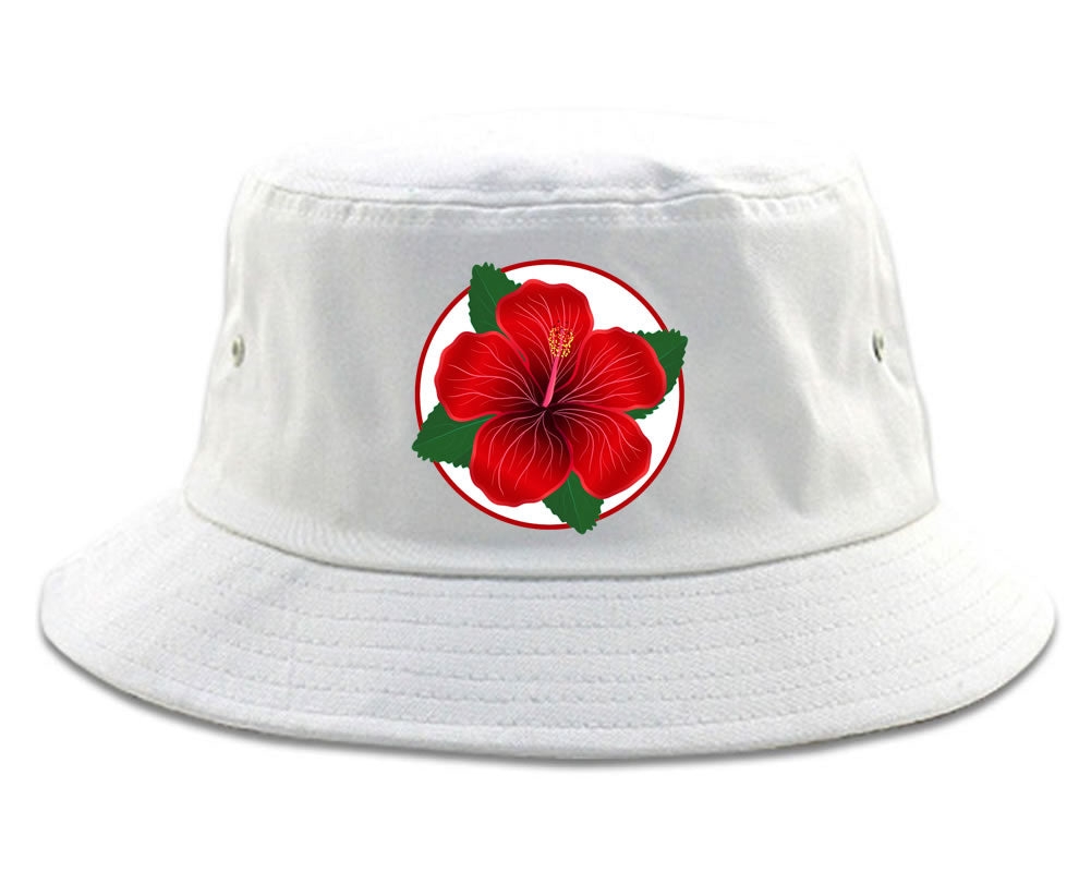 Hibiscus Flower Chest Mens Snapback Hat White