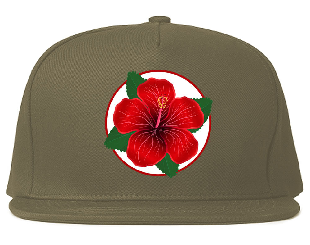 Hibiscus Flower Chest Mens Snapback Hat Grey