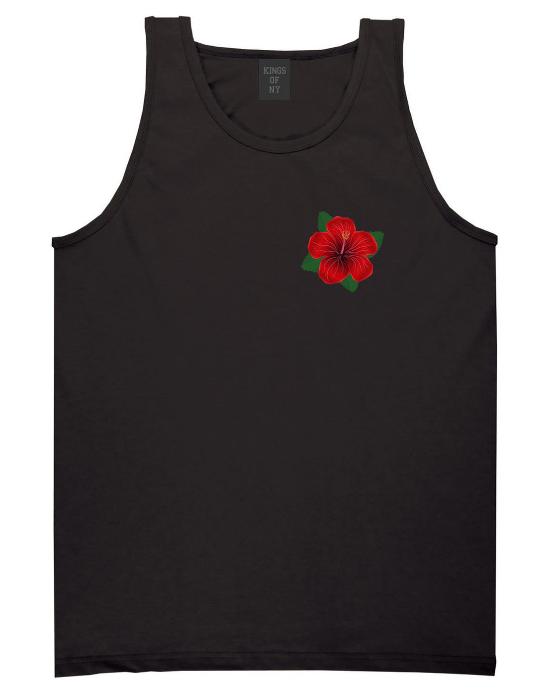 Hibiscus Flower Chest Mens Tank Top Shirt Black