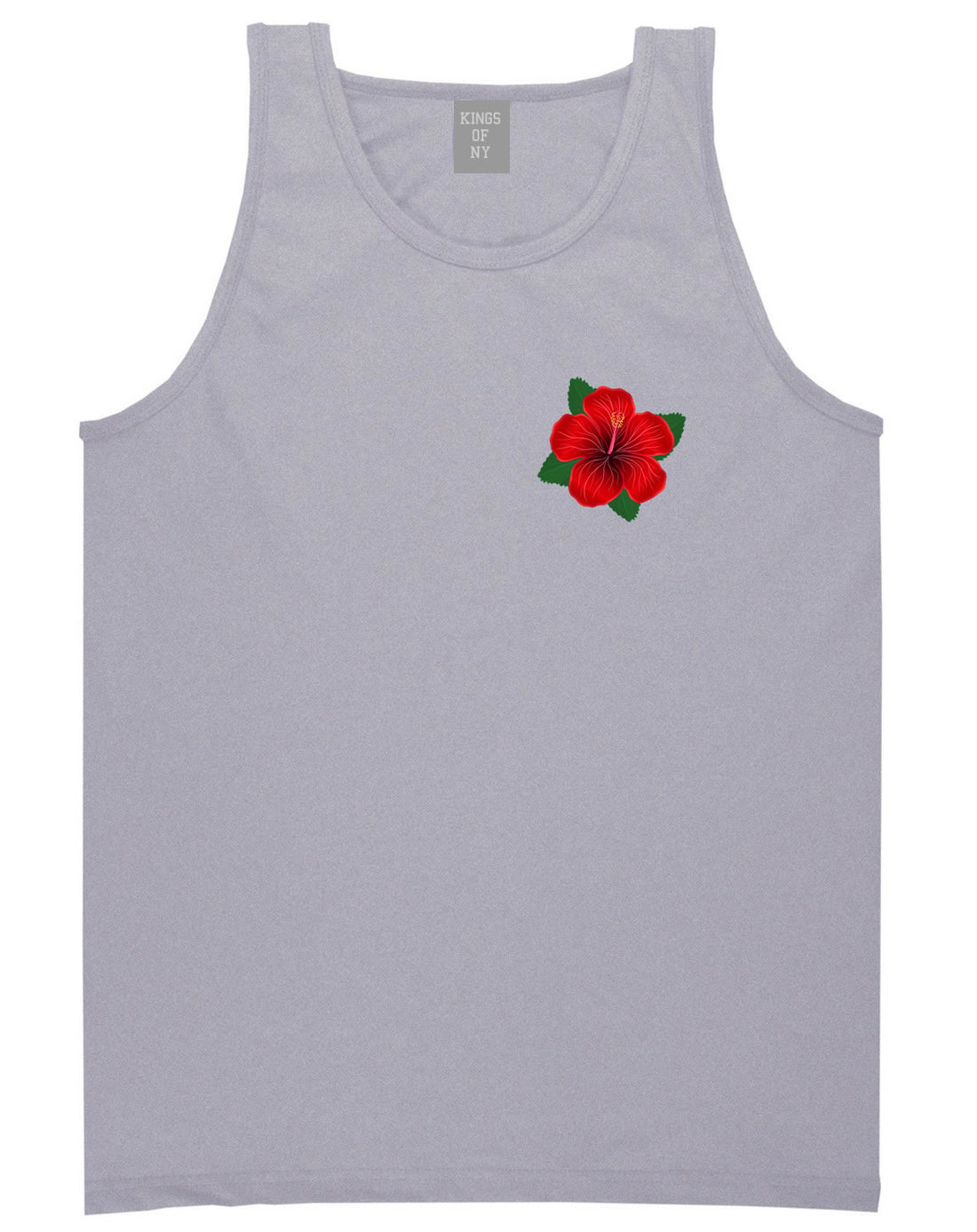 Hibiscus Flower Chest Mens Tank Top Shirt Grey