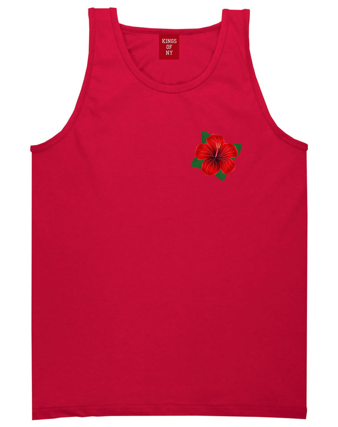 Hibiscus Flower Chest Mens Tank Top Shirt Red