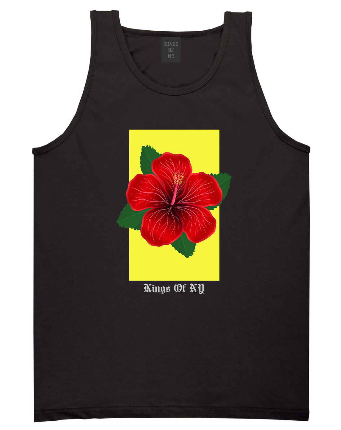 Hibiscus Flower Red Yellow Mens Tank Top Shirt Black