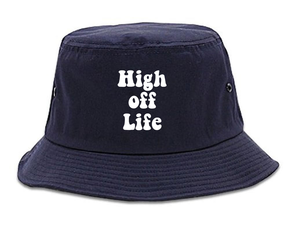 High Off Life Mens Bucket Hat Navy Blue