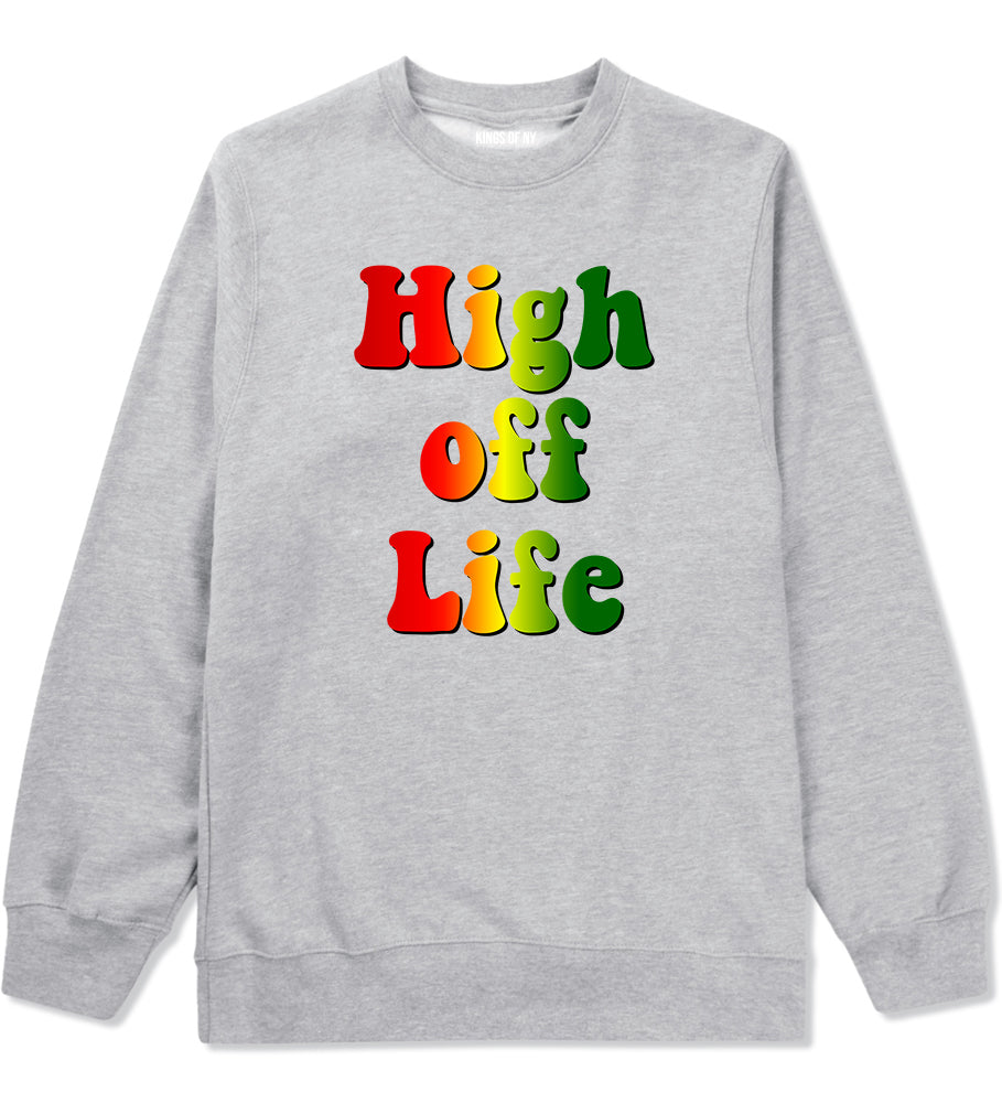 High Off Life Mens Crewneck Sweatshirt Grey by Kings Of NY